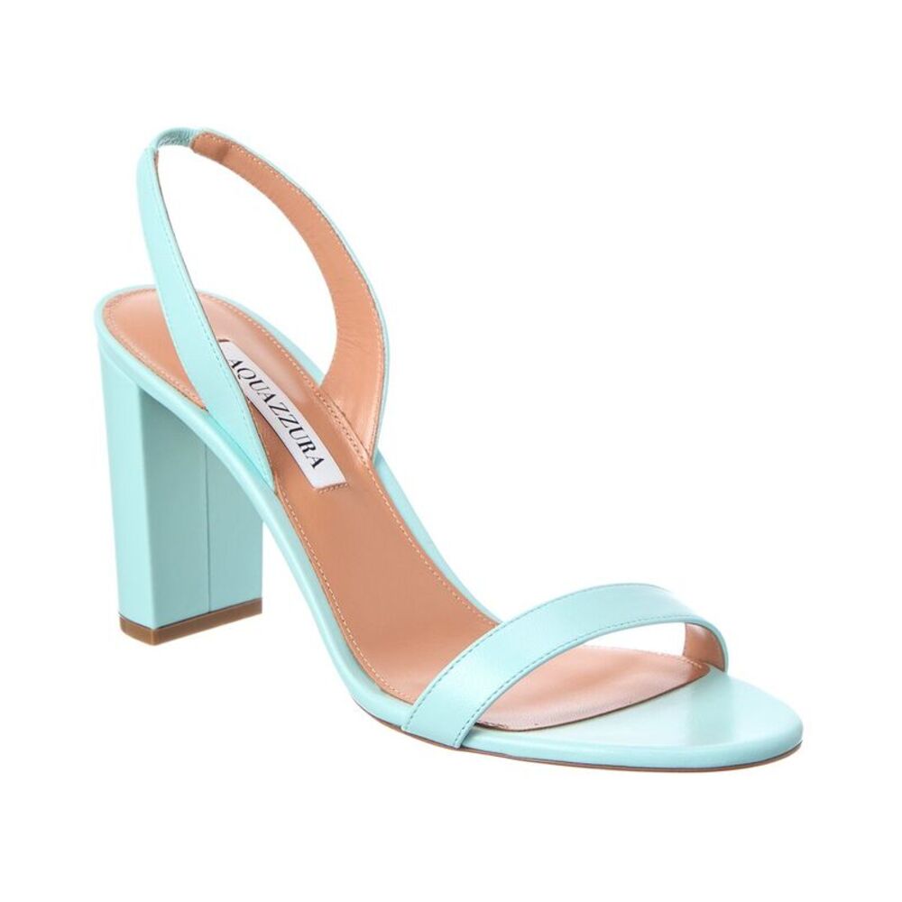 Aquazzura Logo Leather Sandal, Blue